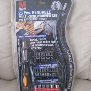 NEW - Mann 25 Pc Bendable Multi-Screwdriver Set